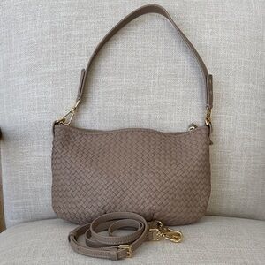 Quince Woven Leather crossbody Shoulder Bag - Taupe
